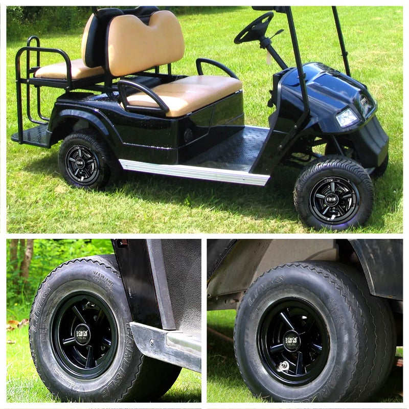 10L0L Golf Cart Hubcaps, 8 inch Wheel Covers Set of 4, Universal Hub Caps for Yamaha, Club Car, EZGO, Black - Image 4